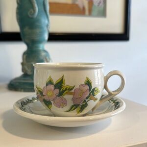 Vintage Portmeirion Flowers of the Year Pattern Cup and Saucer Made in England